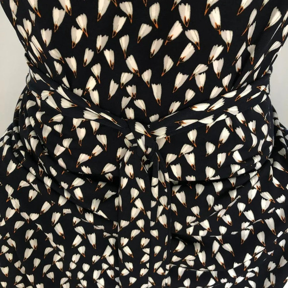 Mango Basics Short Sleeve Print Pattern Wrap Dress in Navy White Gold Size XXS - Picture 9 of 12